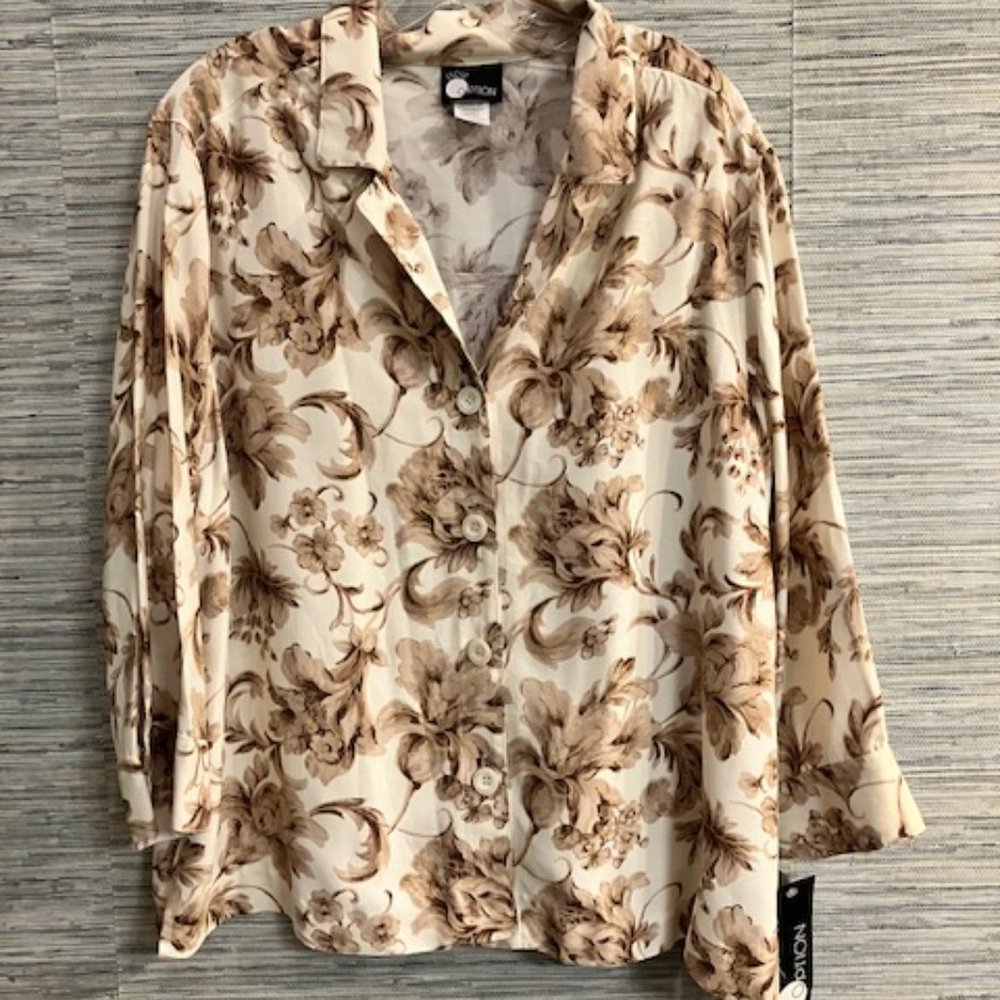 NWT! FIRST OPTION - Floral Print Button Front Jacket/Top-Size XL - Office Attire
